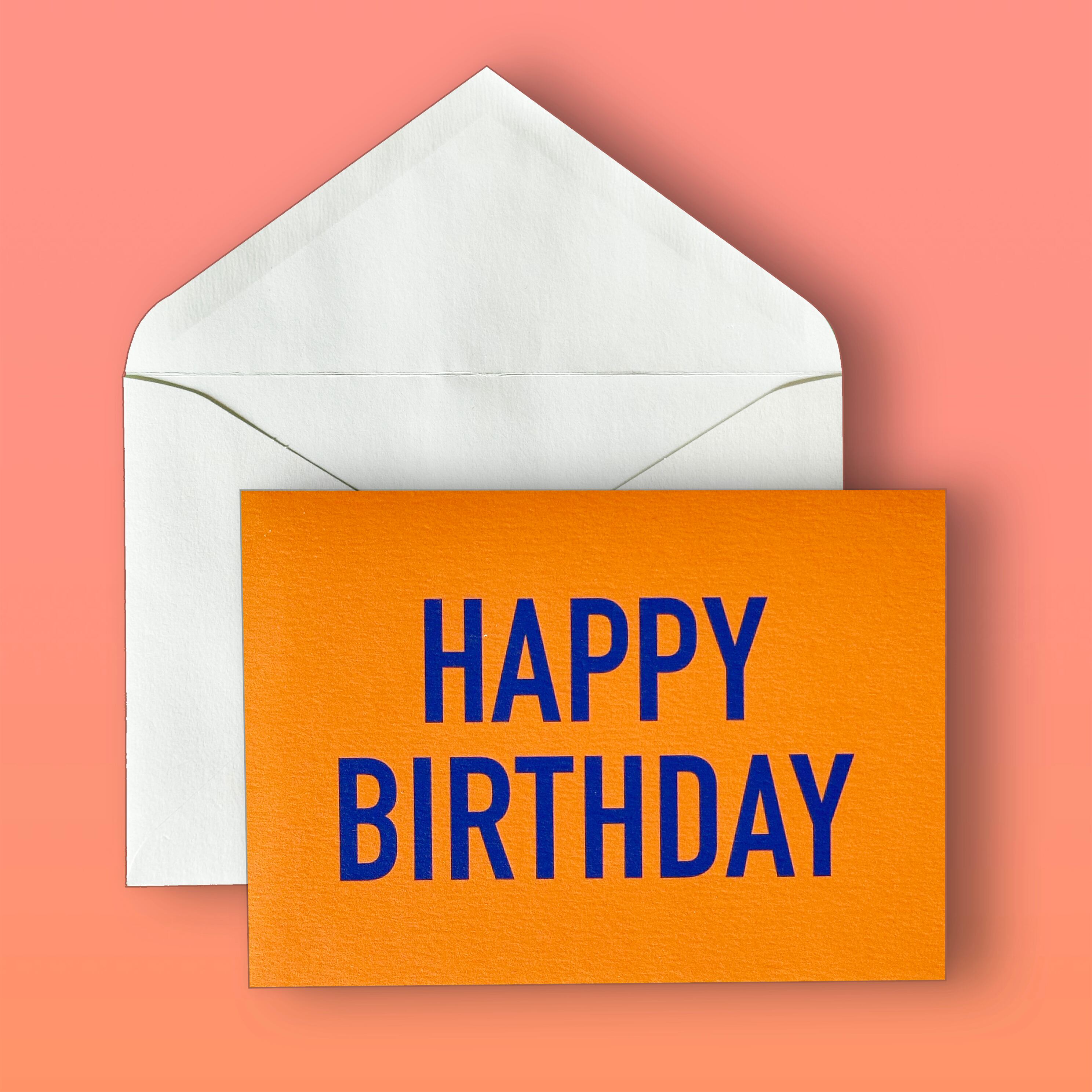 バースデーカード／HAPPY BIRTHDAY／Orange × Navy Blue