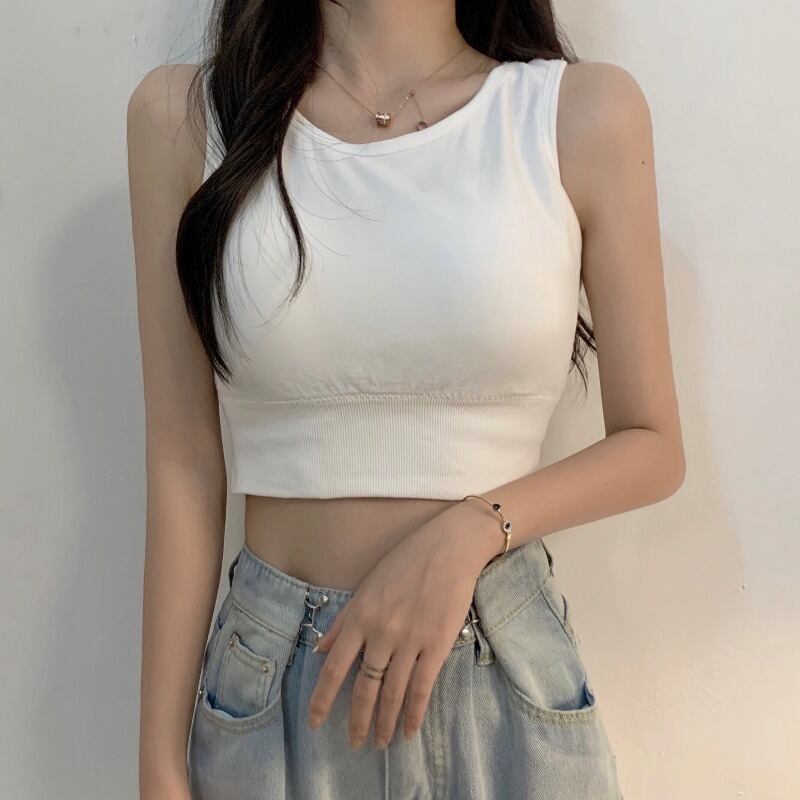 カラーサマースリムノースリーブトップス 夏物 ハンチェンe92861221138