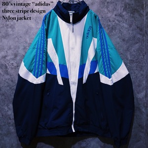 【 doppio】80’s vintage “adidas” three stripe design  Nylon jacket
