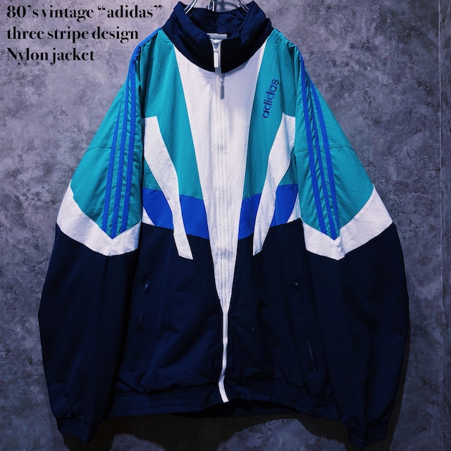 【 doppio】80’s vintage “adidas” three stripe design  Nylon jacket