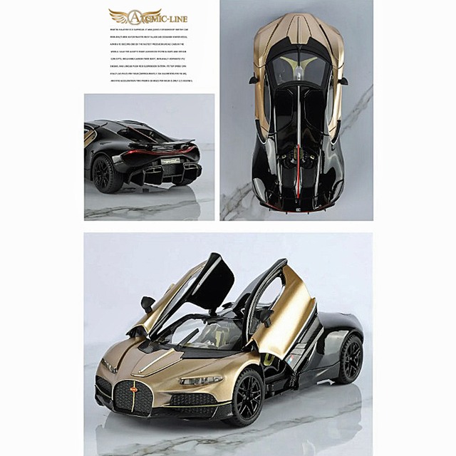 ブガッティ トゥールビヨン 1/24 ミニカー 全6色 ライト点灯 エンジンサウンド 合金モデル 模型 ジオラマ
