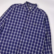 サンプル品 90s LACOSTE ラコステ チェック 長袖シャツ 4/ブルー メンズ 大沢商会