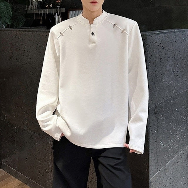 ヘンリーネック長袖Tシャツ 2カラー D12529