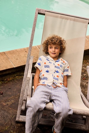 ＜ARSÈNE ET LES PIPELETTES＞Kids ストライプコットンパンツ Striped Pants For Sun Lounger（cobalt）