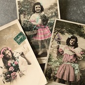1900s フランス 永遠の少女と少年 ポストカード 3p　アンティーク