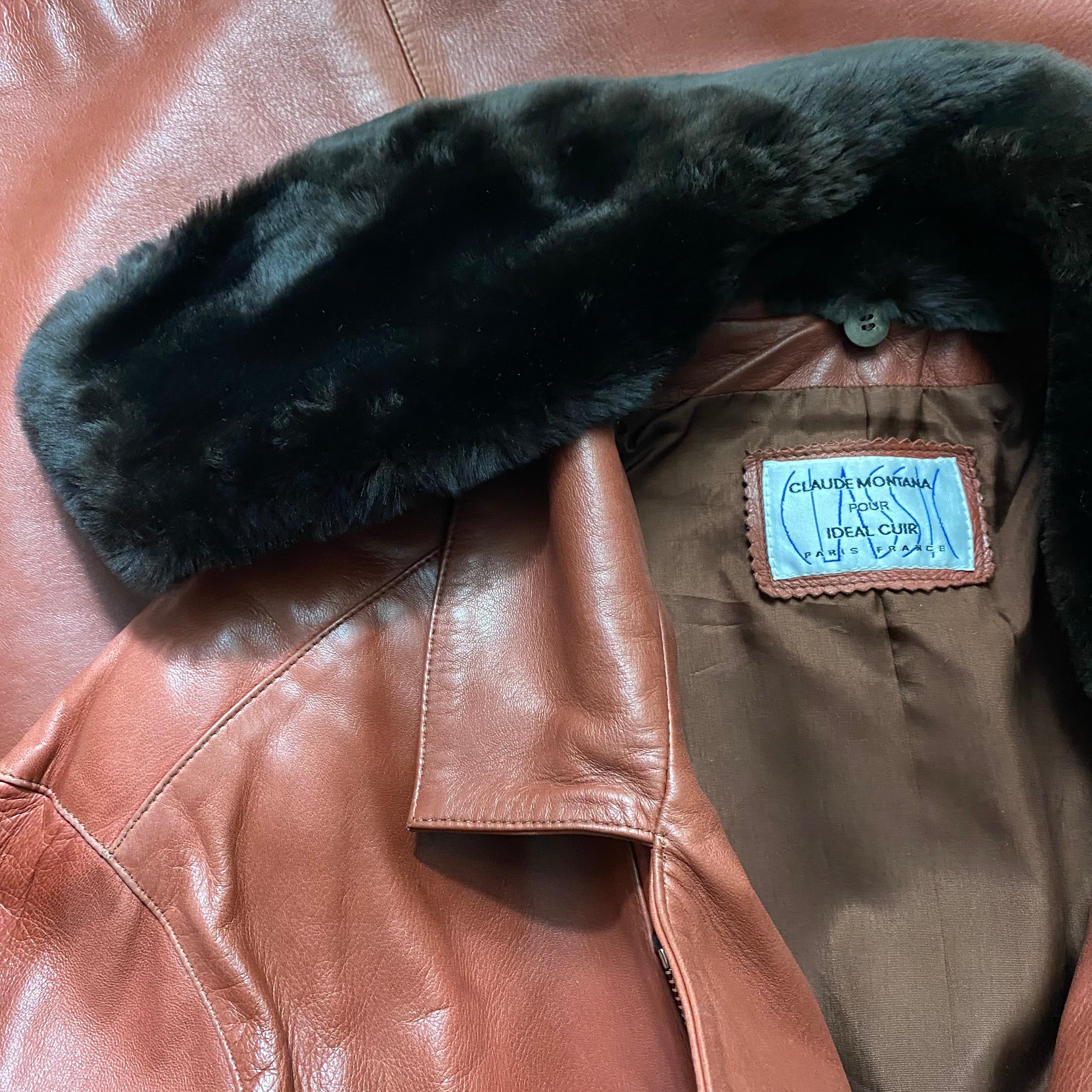 vintage CLAUDE MONTANA leather riders coat | NOIR ONLINE