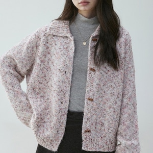 colored dot lapel casual sweater