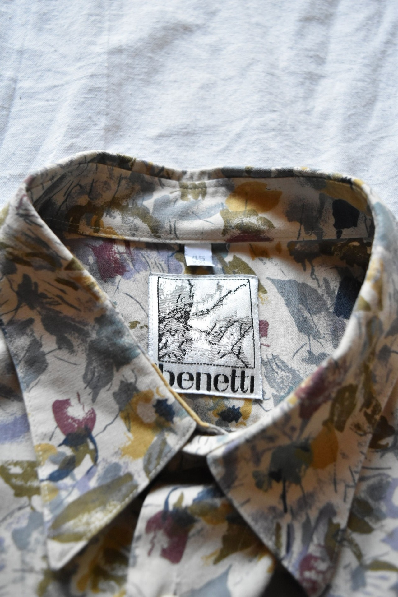 Italy beige base flower pattern shirt