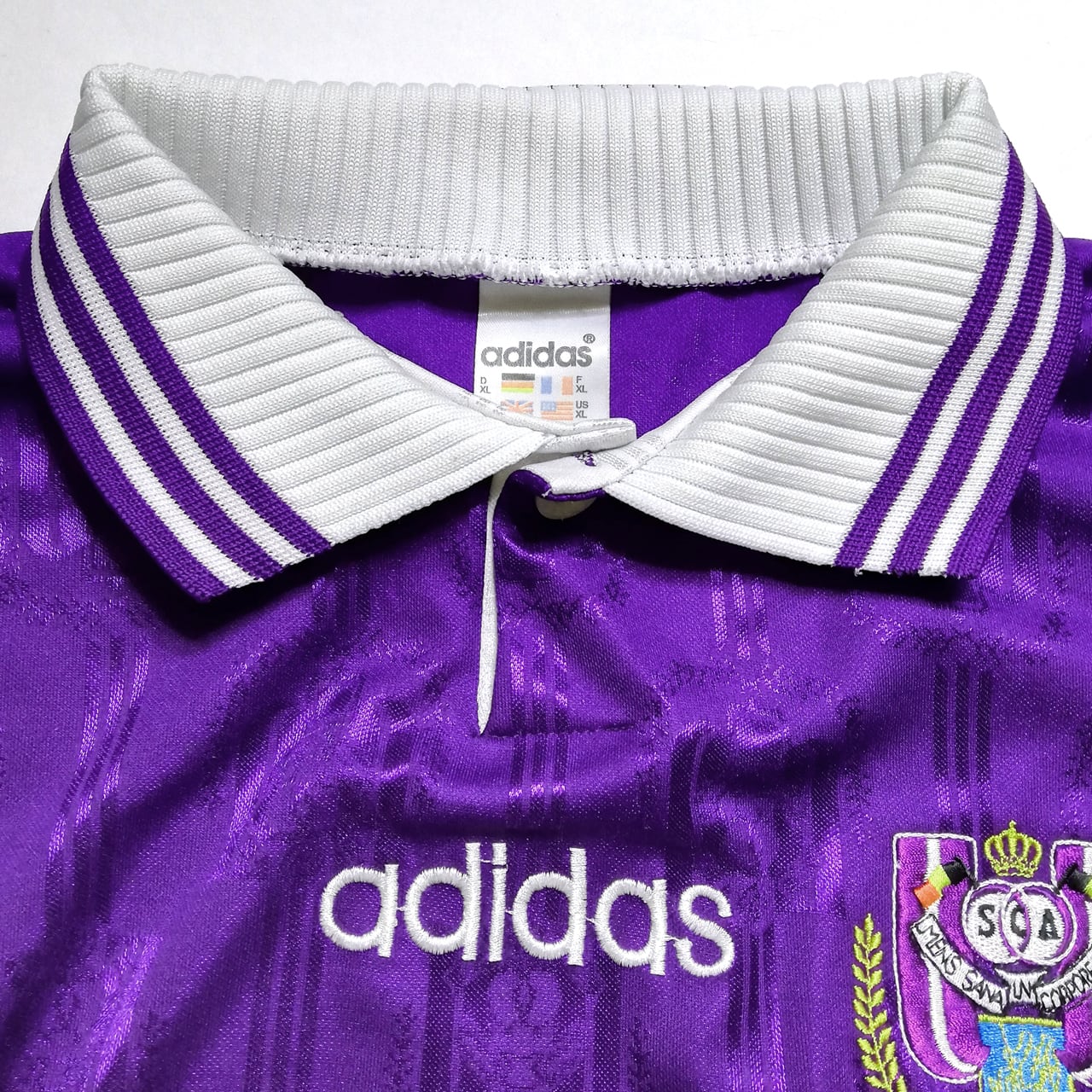 90s  RSCアンデルレヒト ユニフォーム 紫 トレフォイル USED】アンデルレヒト 1996-97 adidas ホーム半袖 ユニフォーム #13