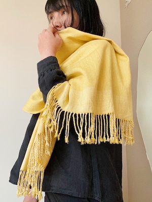 Hand-woven Silk scarf / 【short 】yellow  ＃1