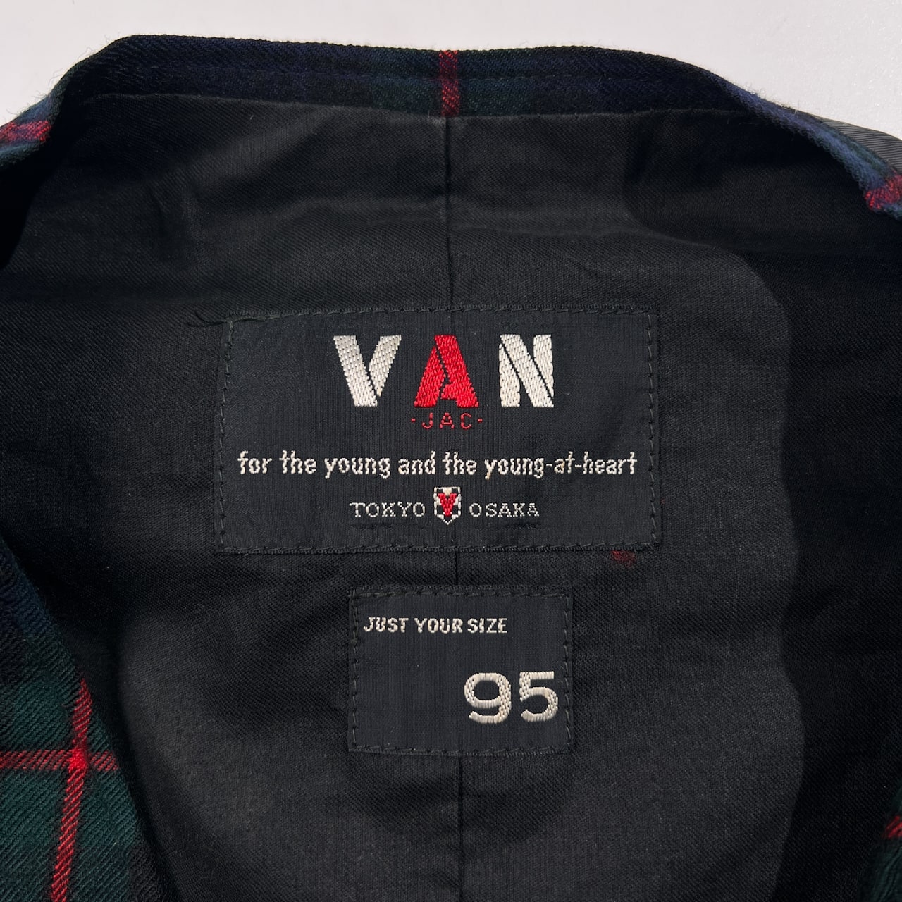 70s VAN JAC ヴァンヂャケット チェック ジレ ベスト 95 /ビンテージ/ネイビー×グリーン×レッド