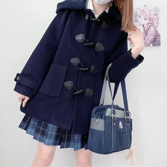 ベーシックなデザインが可愛い♪ ミドル丈 ダッフルコート アウター