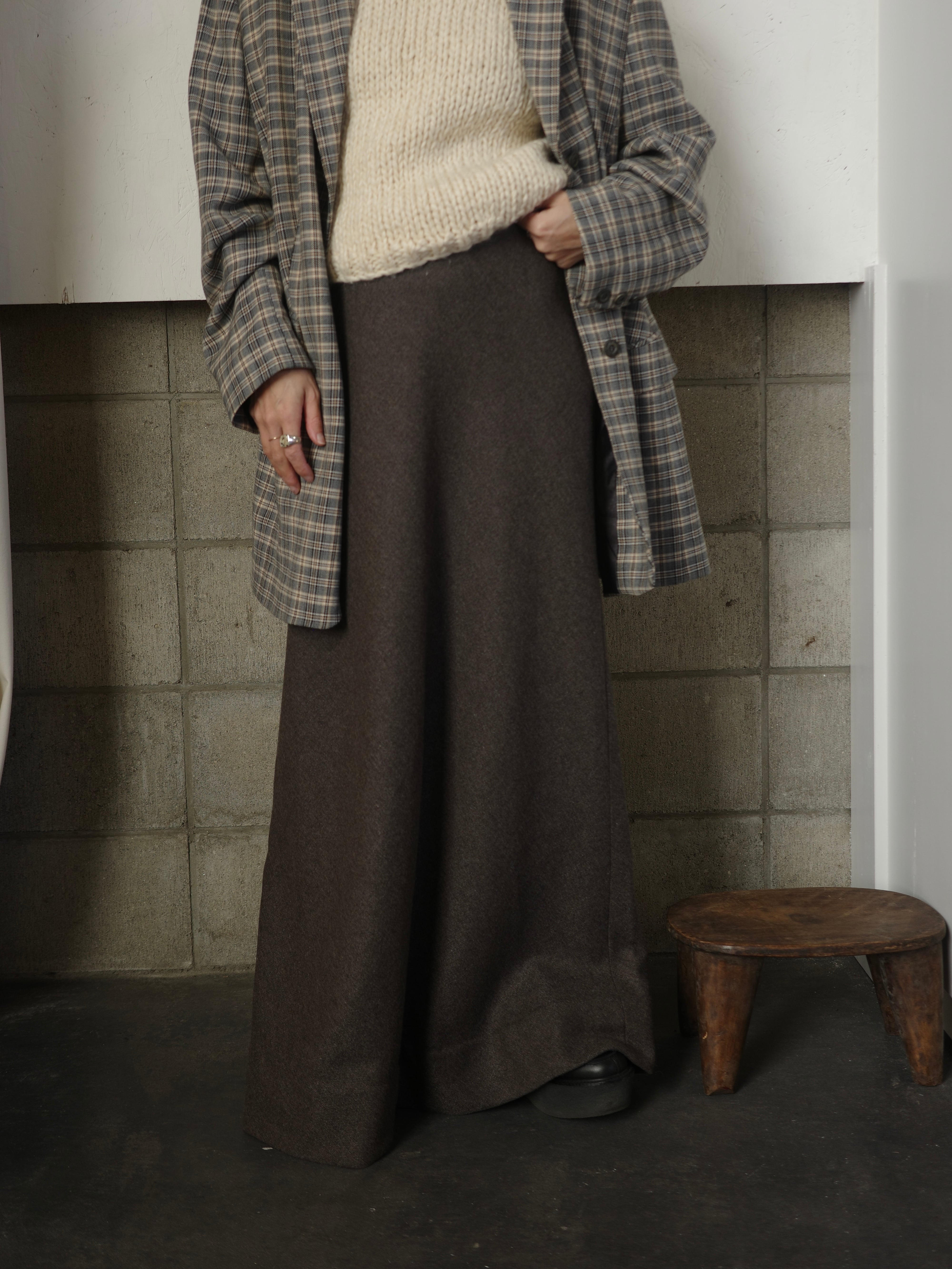 <vintage>wool flare maxi skirt