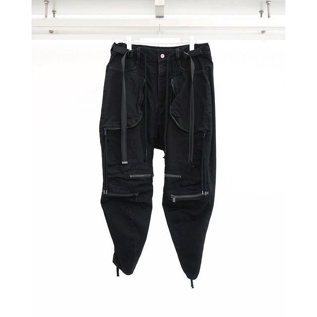 [D.HYGEN] (ディーハイゲン) ST107-0726A Stretch Denim Knee-Cutout Cropped Trousers