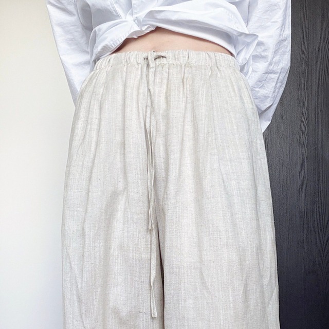 Drawstring wide straight pants【2color】 C1595