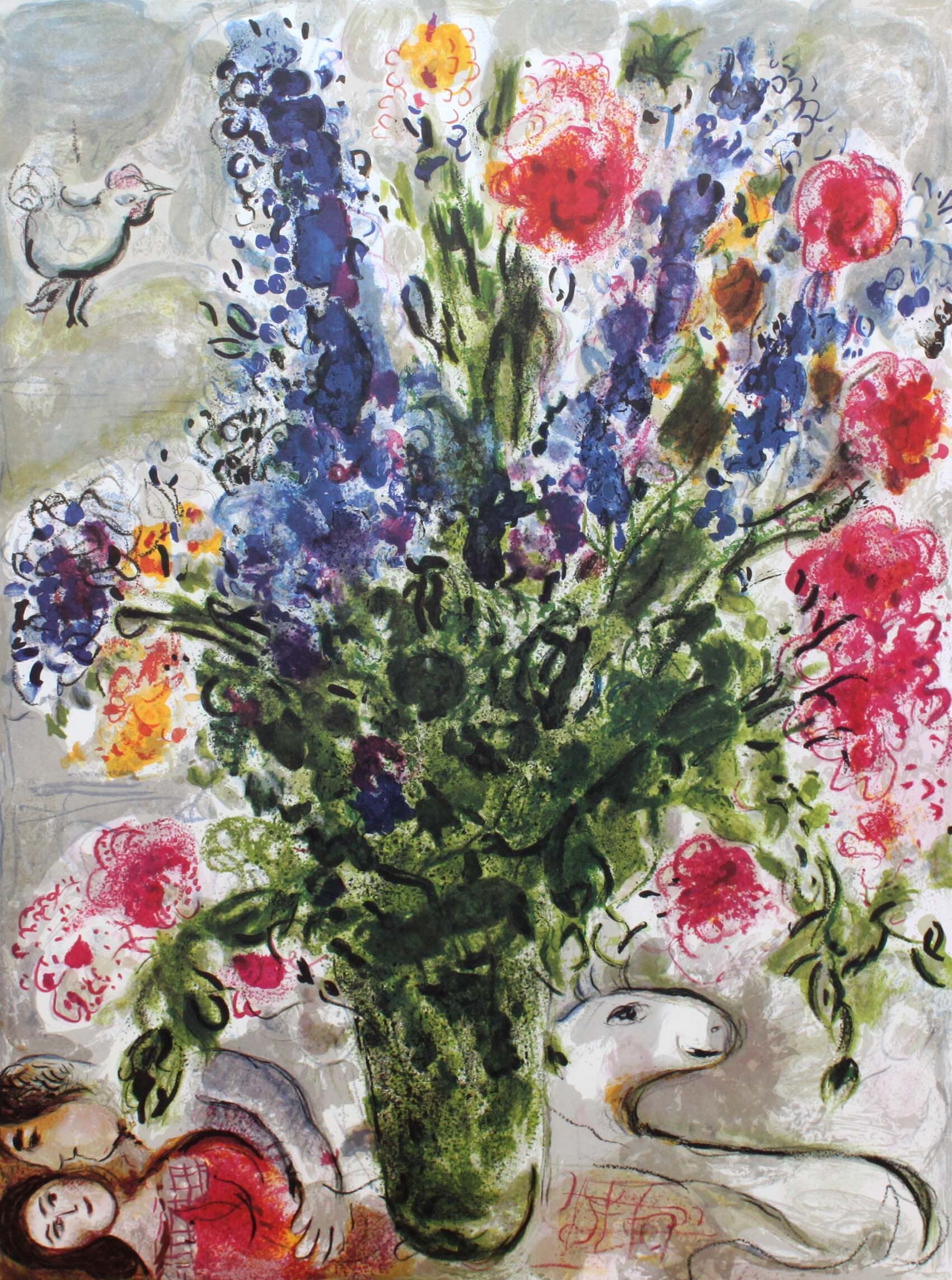 値下げ！　M・シャガール： ラ・リューシュ・エ・モンパルナス セール！シャガール リトグラフポスター ルッシュとモンパルナス