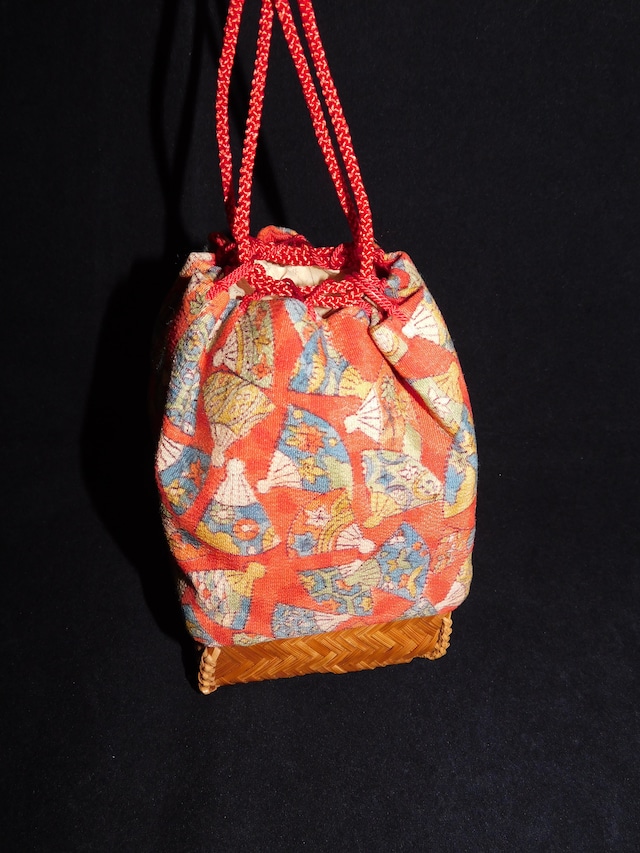 花柄横長のビンティージ抱えバックObi fabric vintage bag (made inJapan)