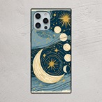 受注生産 iPhoneケース 三日月と月相のブルー星図｜星図アート STAR037A