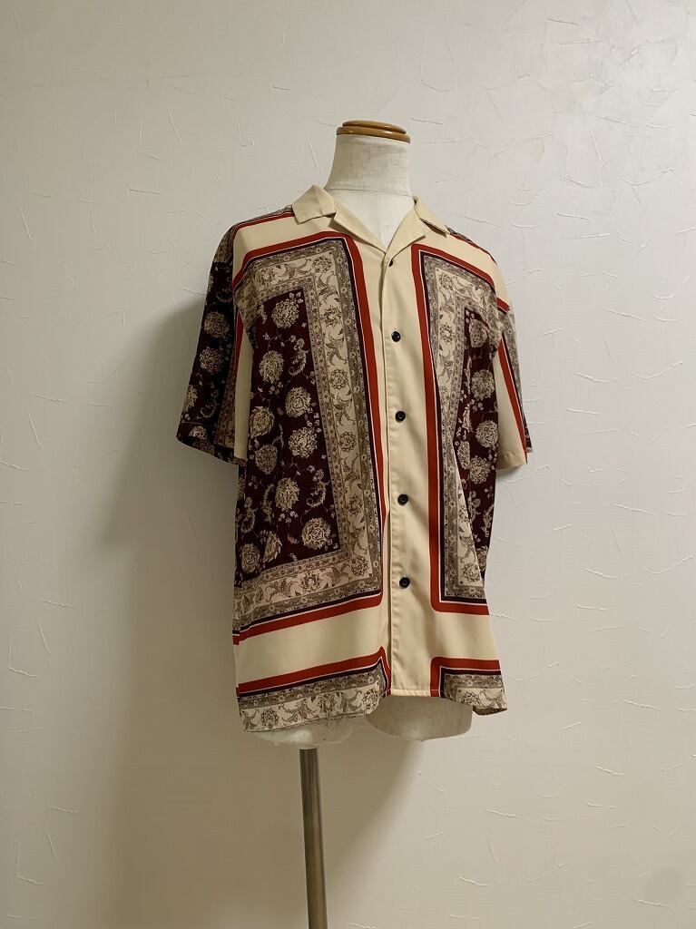 1990's Open Collar Patterned Short Sleeve Shirt