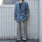straight silhouette stripe wool slacks gray