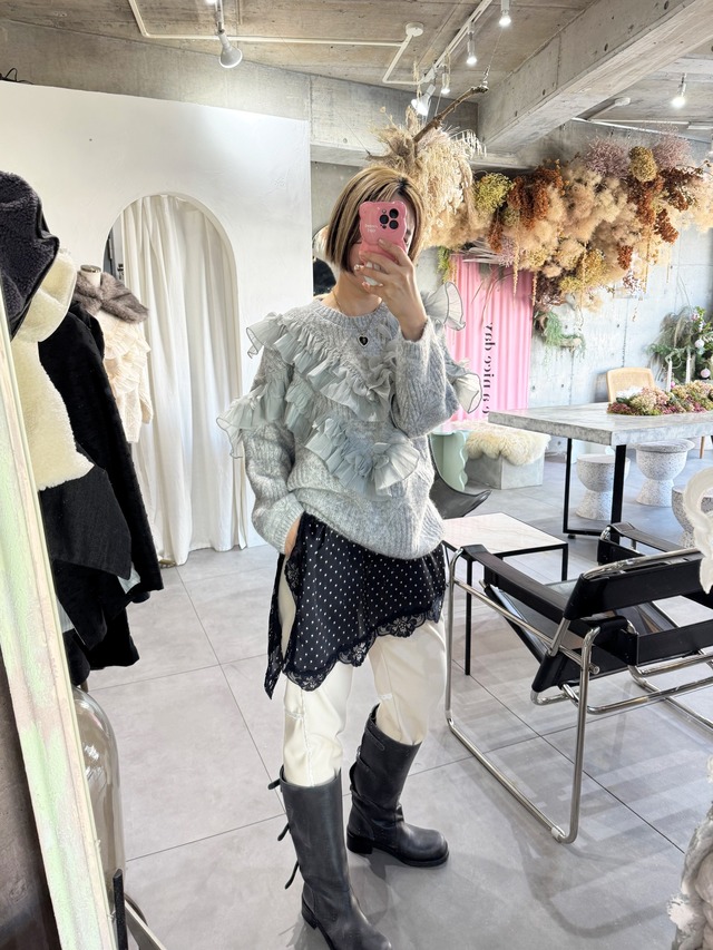 （select）レース付きニット