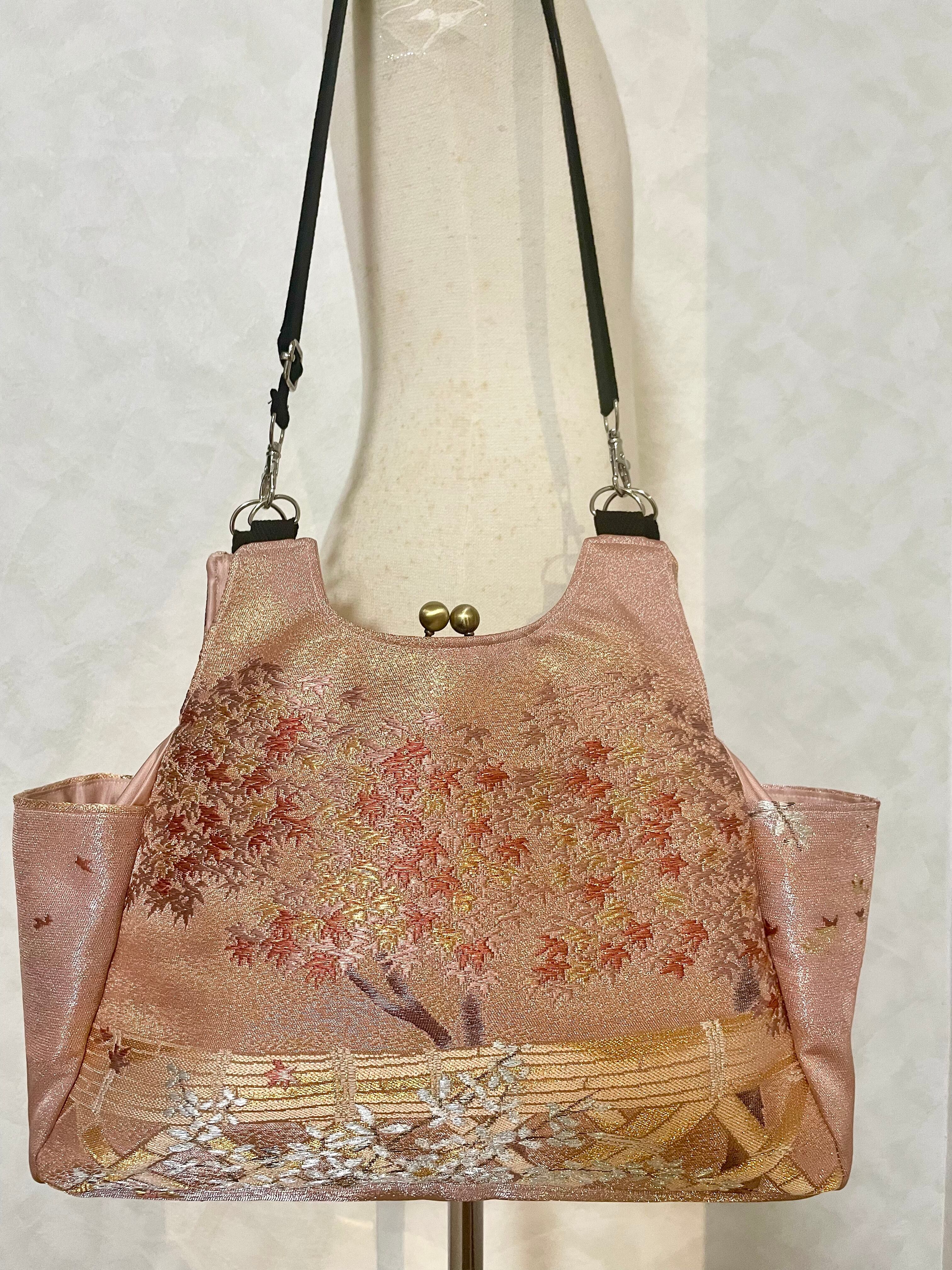 1点物 着物帯リメイクのがま口ショルダーバッグ リュックにも | Pay ID