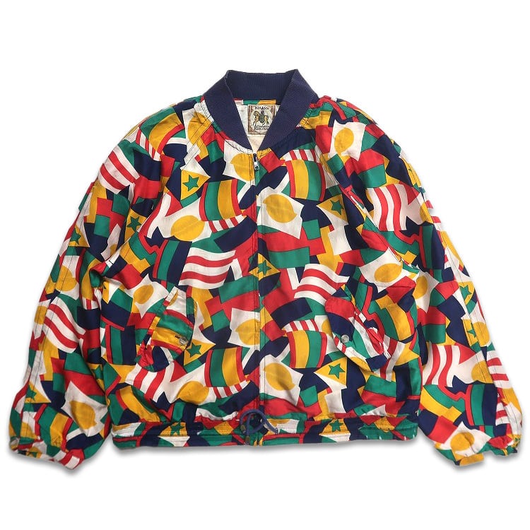 古着 KRISS KROSS シルク ブルゾン ジャケット 総柄 表記：M gd401928n