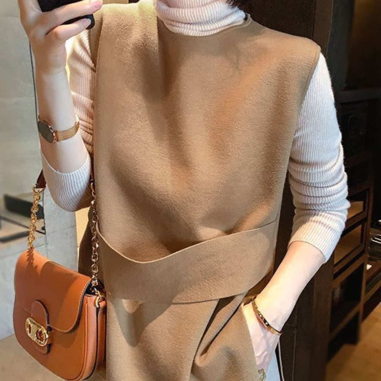 サイドスリット ニット ベスト トップス 341170