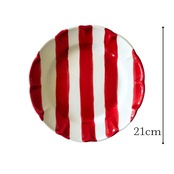 イタリア直輸入 ハンドメイド デザート皿 21cm ナストロ レッド アルクッチ DOLCE VITA シリーズ マヨルカ焼き イタリア製