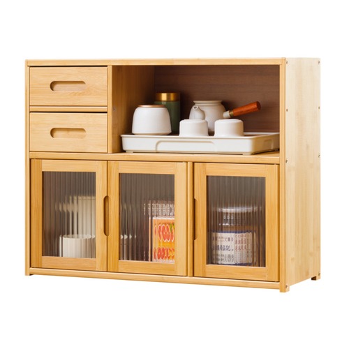 木製 食器棚 キッチン収納 ガラス扉 引き出し付き サイドボード 茶器収納 ナチュラル 和風 モダン 卓上 キャビネット 小型 コンパクト