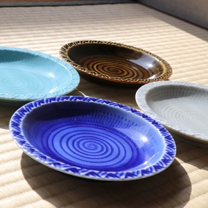 波佐見焼 一真窯 15cmウェーブ皿 4色セット｜シンプルでかわいい中皿・ギフトにも最適