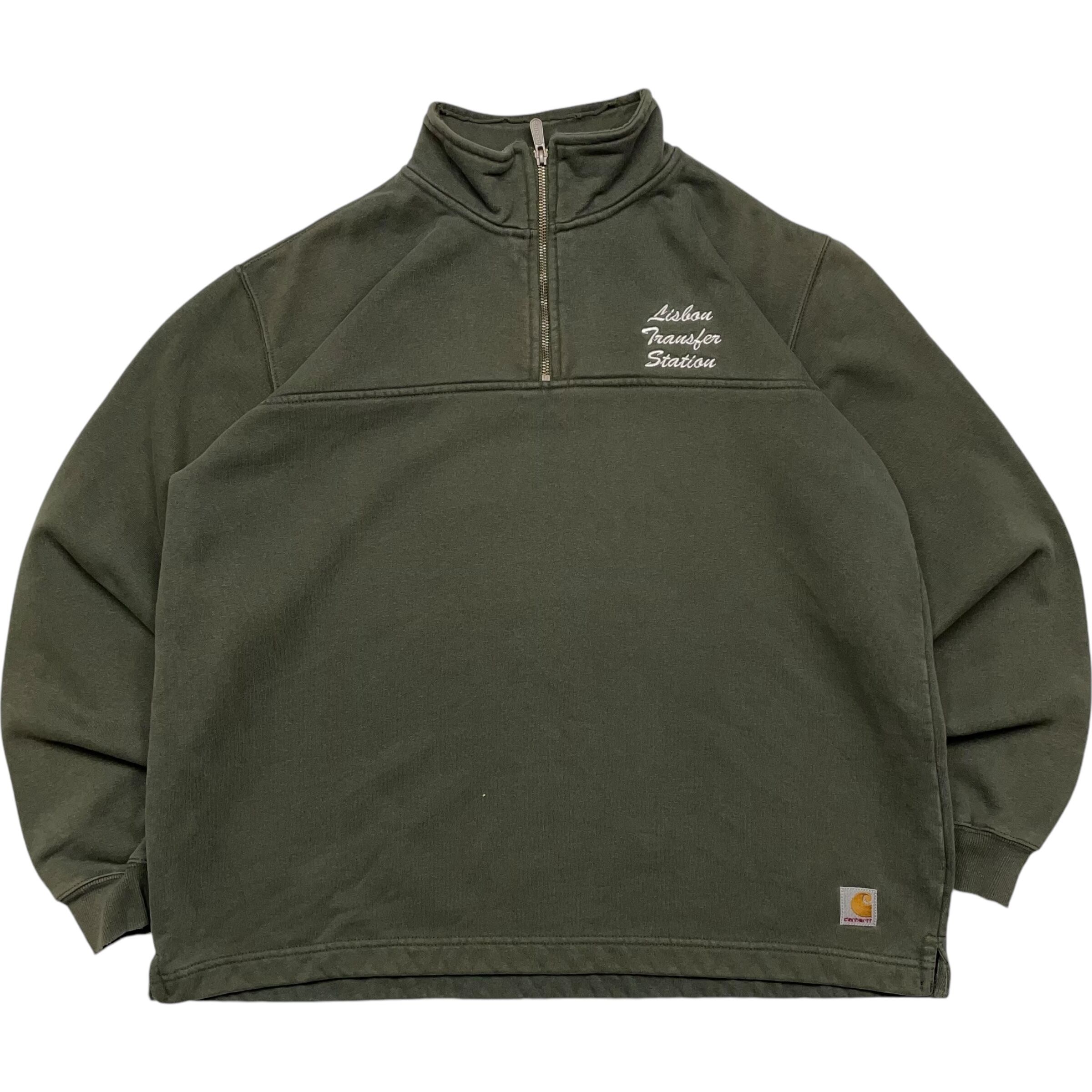 《L》 Carhartt カーハート ハーフジップ スウェット 刺繍 グリーン no.4627