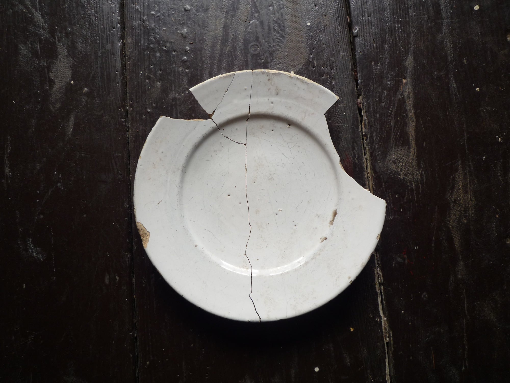 17世紀 デルフト白釉 平皿 残欠 発掘品