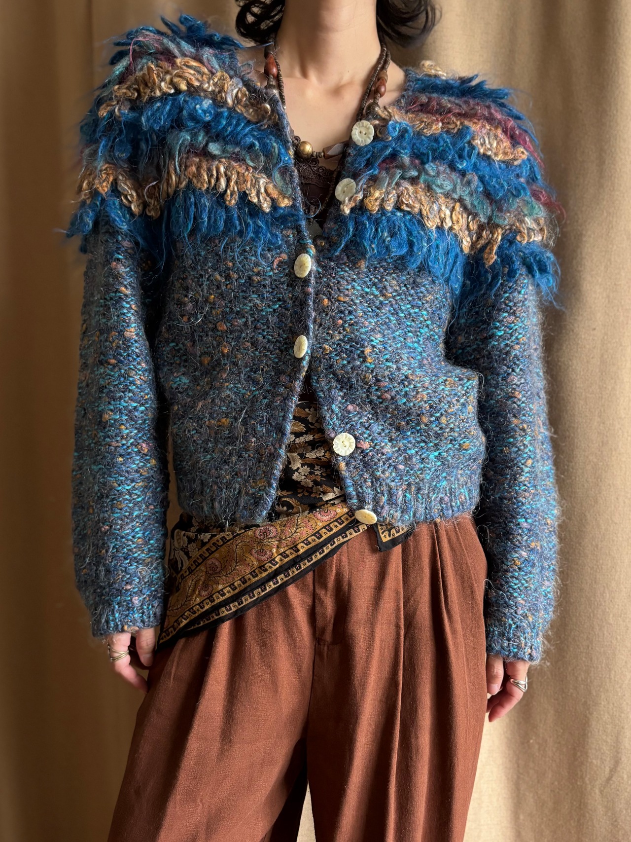 voluminous textured wool blend knit cardigan-5241-10