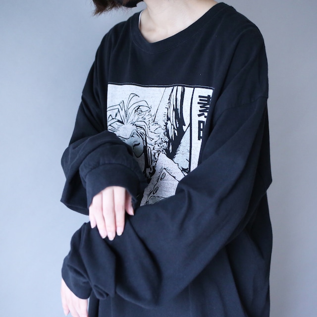 "ヒロアカ×ホークス"" box printed XXL over silhouette l/s tee