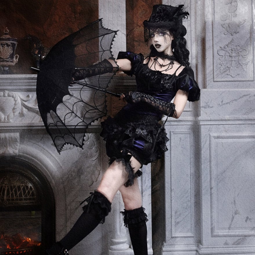ゴスロリ かぼちゃパンツ 取り外しレッグリング付き 暗黒系｜WithU