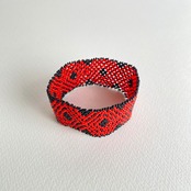 ブラジル先住民族 ワウラー族 ビーズブレスレット 2.7cm幅 内周16cm