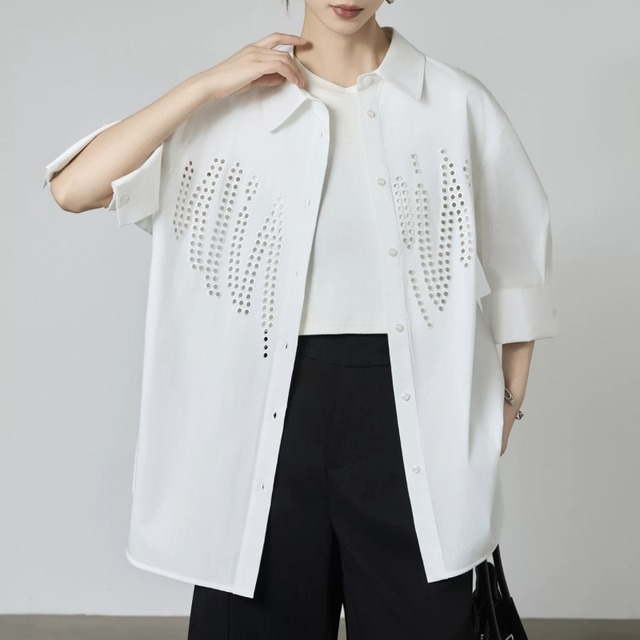 Cutwork dot pattern shirt C1494