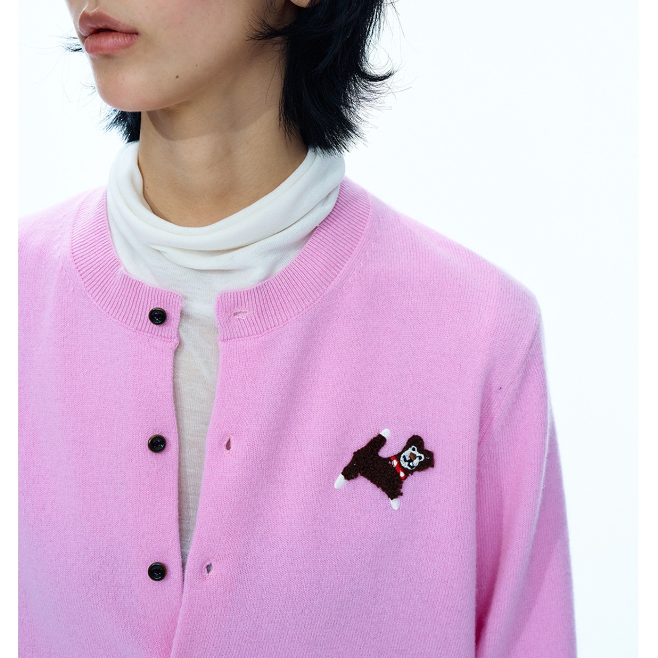 Dog Motif Knit Cardigan T3938