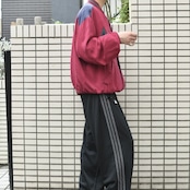 Argyle switching designsilk blouson