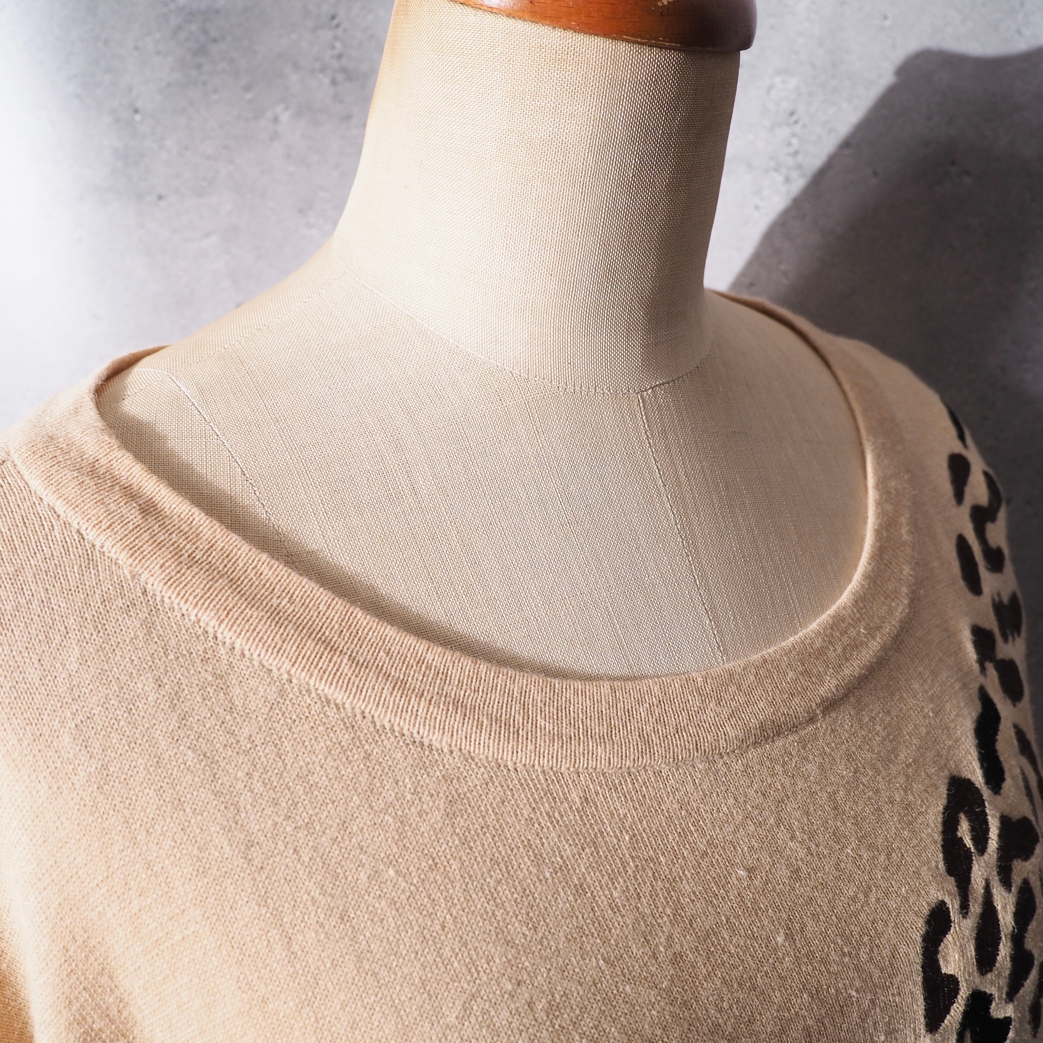 1990s ennui leopard embroidery vintage loose knit