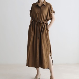 ハーフスリーブウエストシェイプワンピース[WA0742]