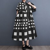 モノトーン 格子柄 ワンピース  30035