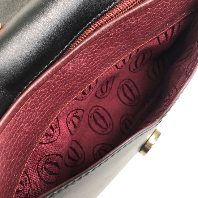Cartier カルティエ ショルダーバッグ ブラック トリニティ レザー vintage ヴィンテージ オールド 4vp2aj