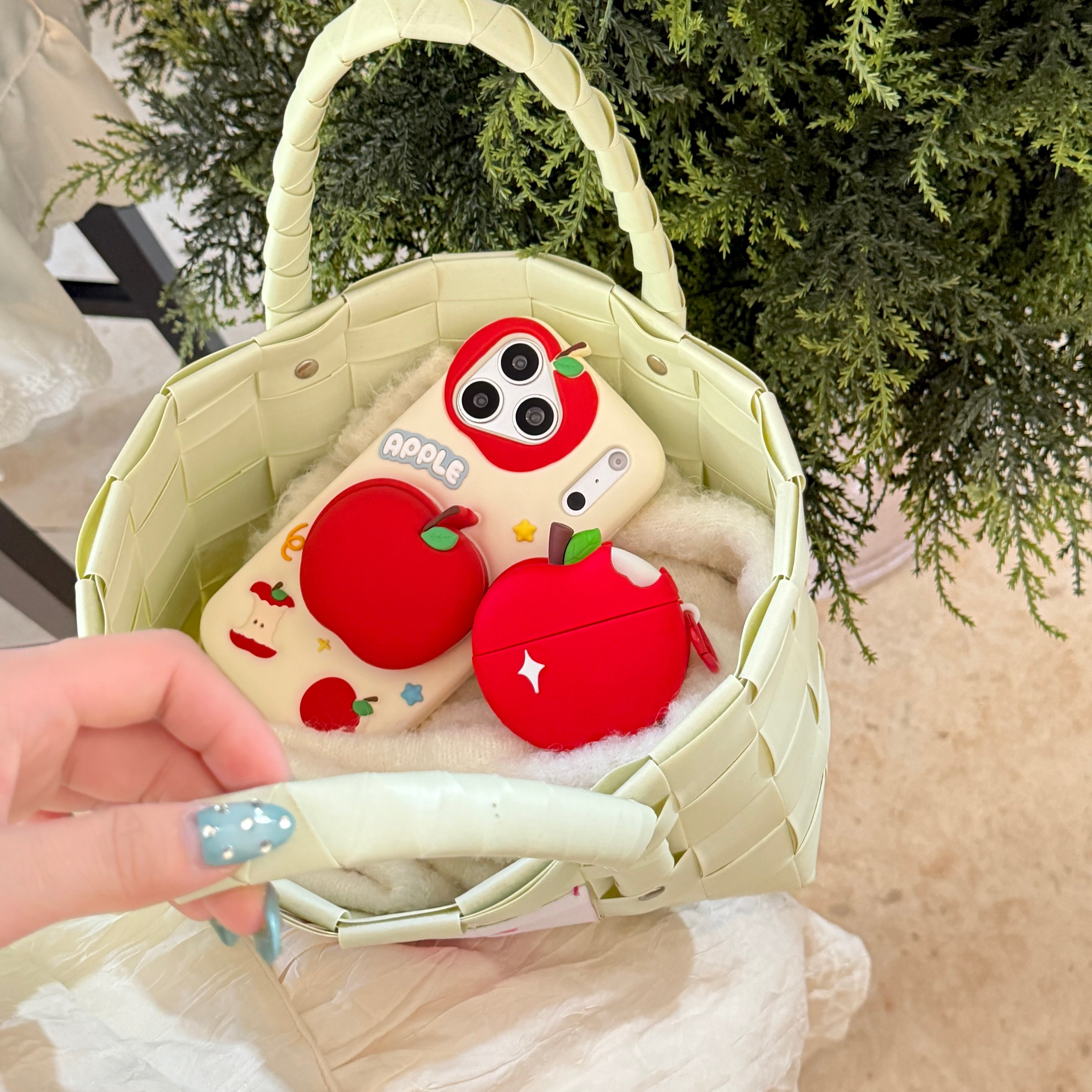 ミラー付き りんご iPhone18 17 16 15 14 13 ケース 可愛い シリコン