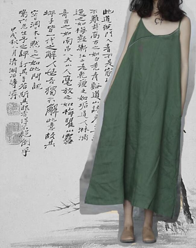 スタンダードカジュアルルーズ薄手ウェストドレス サマースカート レトロ 夏物 Yiranxuaディースワード44851829099