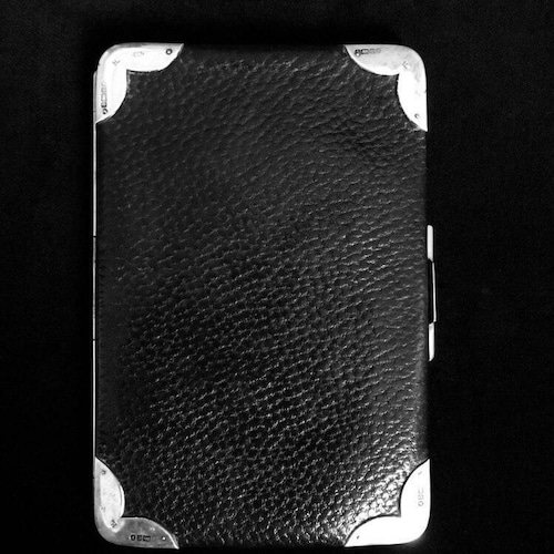 Antique leather and silver wallet - card case