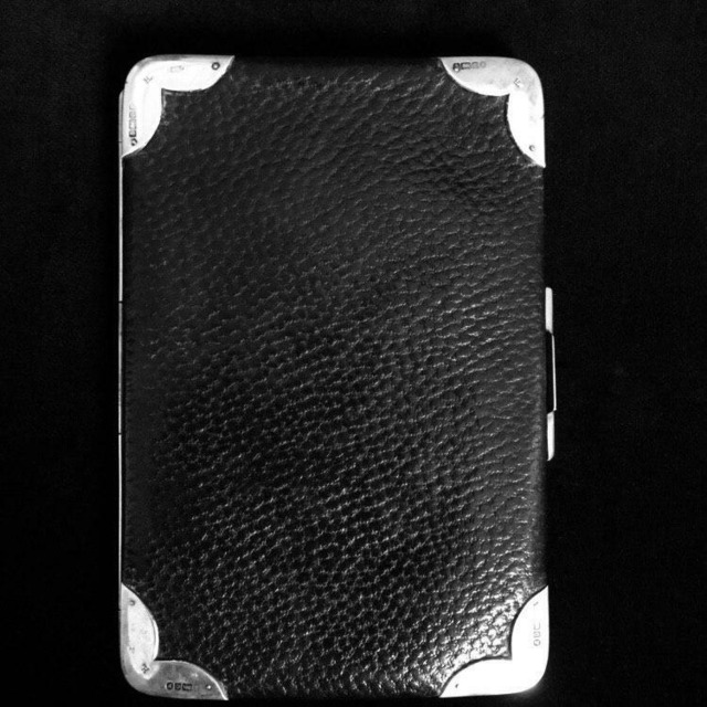 Antique leather and silver wallet - card case