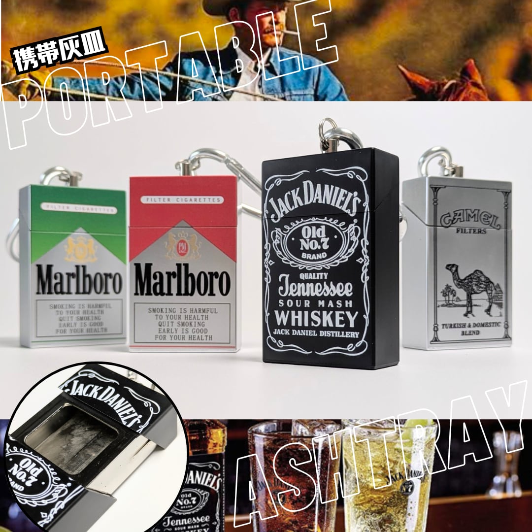 再入荷！【 Marlboro ( マールボロ )  / Jack Daniel's ( ジャックダニエル )】 Portable Ashtray / 携帯灰皿 / カラビナポータブルアシュトレイ　〚アメリカン雑貨 アメトイ〛