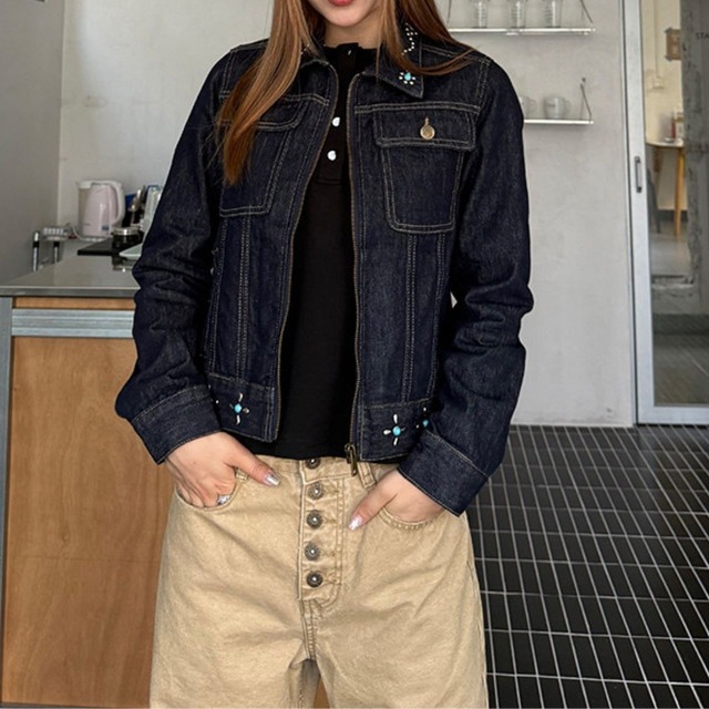 ウエスタンライクスタッズデニムジャケット 1col   R01802